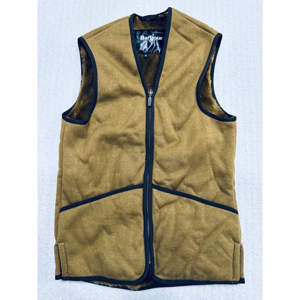 Barbour Warm Pile Waistcoat Vest Brown Lined 34 XS